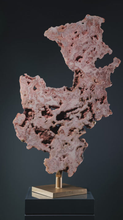 Pink Amethyst Part Polished Slice from Brazil mounted on a bespoke stand | Venusrox