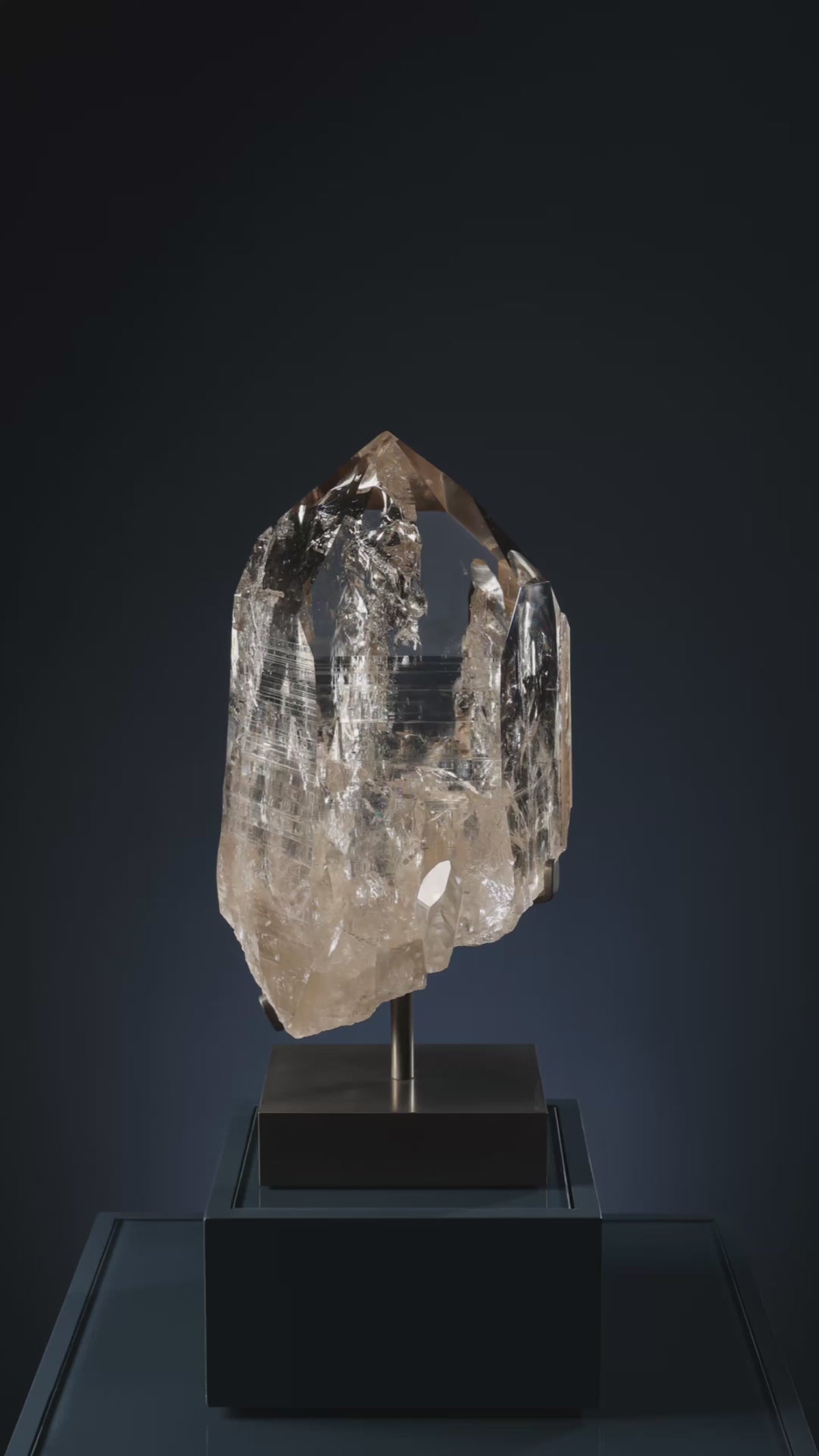 Smoky Phantom Quartz Polished/Natural Point from Brazil mounted on a bespoke stand | Venusrox