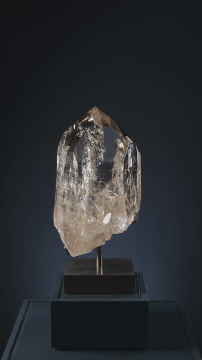 Smoky Phantom Quartz Polished/Natural Point from Brazil mounted on a bespoke stand | Venusrox