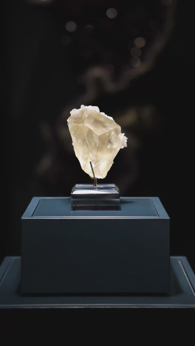Calcite with Stilbite Natural Cluster from India mounted on a bespoke stand | Venusrox