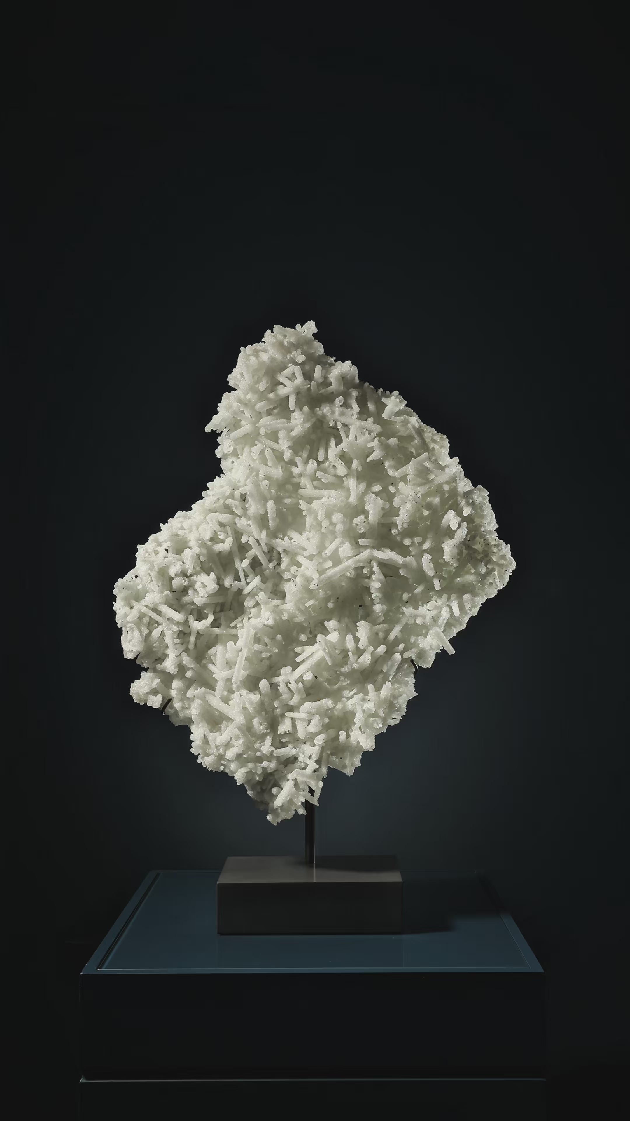 Prehnite Pseudomorph after Laumontite with Apophyllite Natural Cluster from Pathanwadi Quarry, Malad, Mumbai, Maharashtra, India mounted on a bespoke stand | Venusrox
