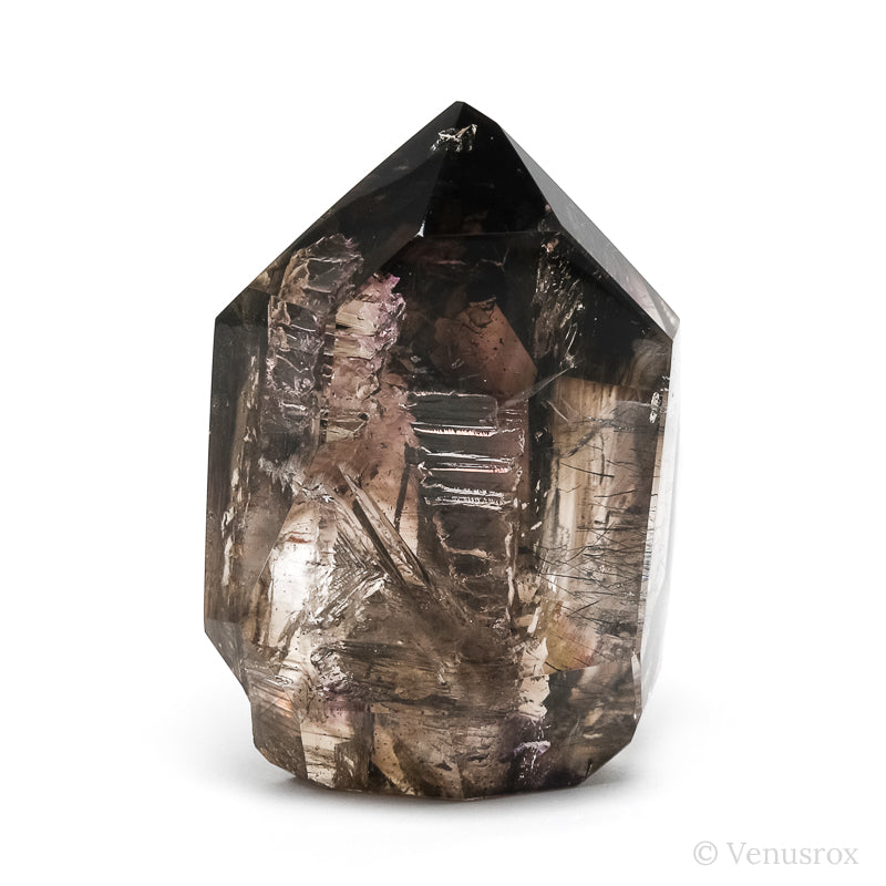 Amethyst & Smoky Phantom Quartz with Rutile inclusions Part Polished/Part Natural Point from Madagascar | Venusrox