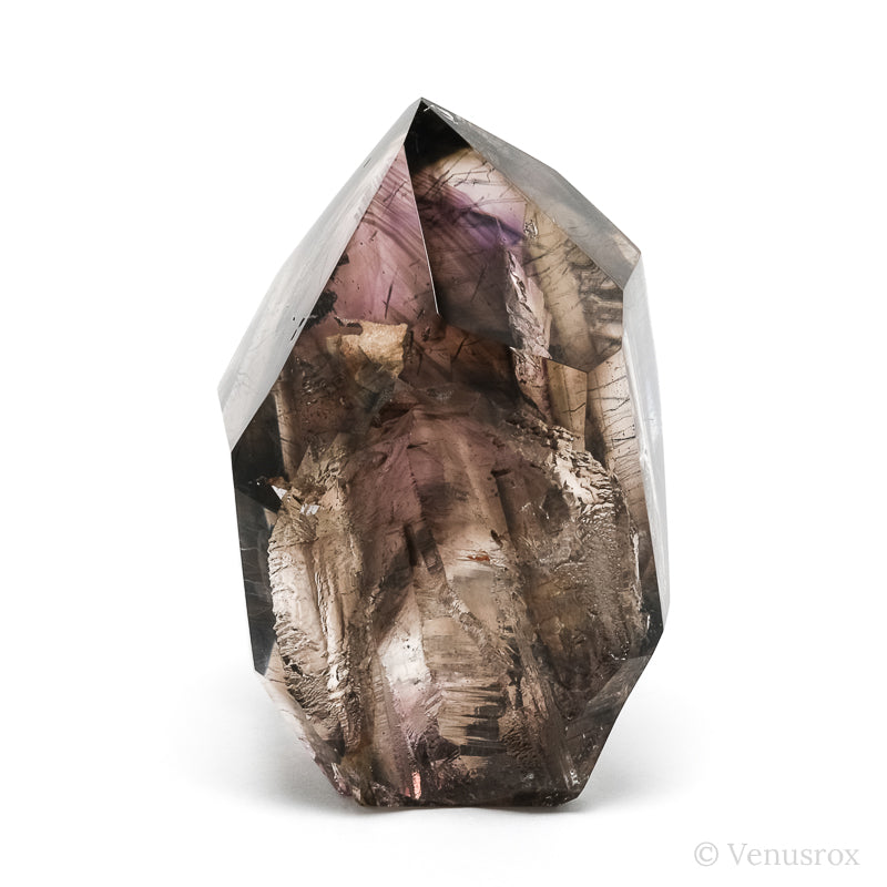 Amethyst & Smoky Phantom Quartz with Rutile inclusions Part Polished/Part Natural Point from Madagascar | Venusrox