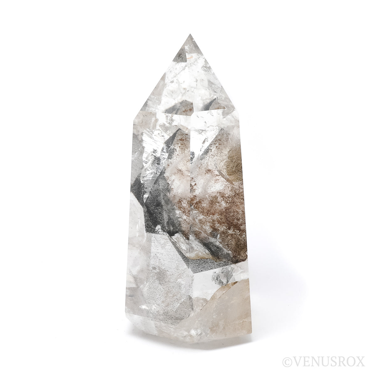 Black Phantom Lemurian Quartz Polished Point from Brazil | Venusrox