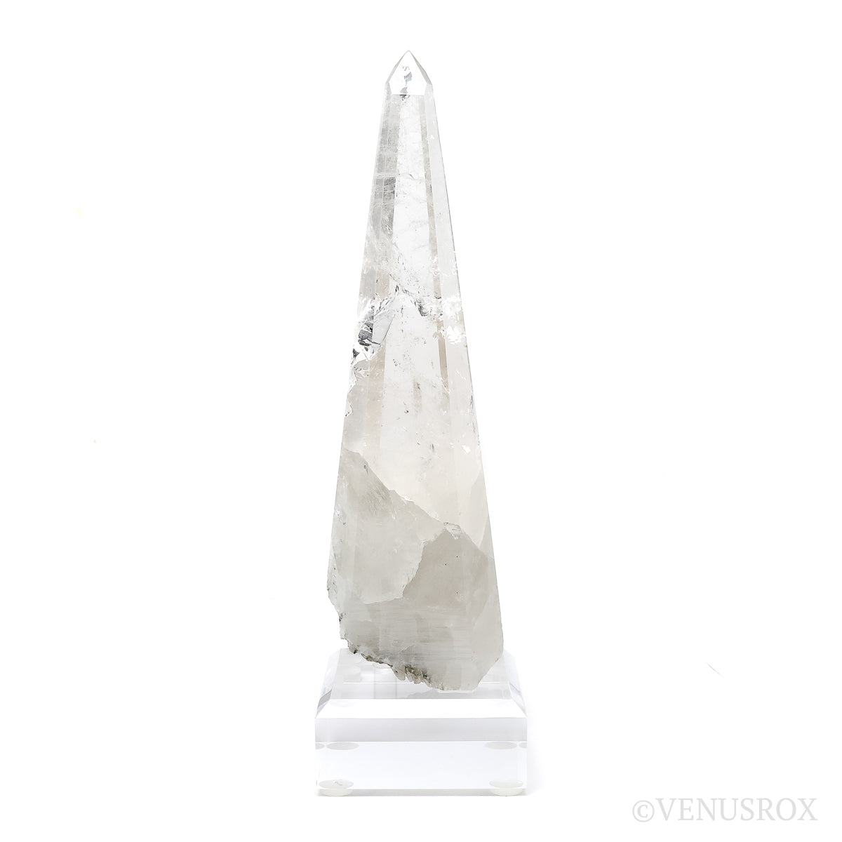 Clear Quartz with Albite & Mica Part Polished/Part Natural Point from Brazil mounted on a bespoke stand | Venusrox