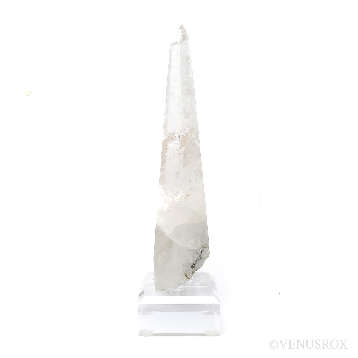 Clear Quartz with Albite & Mica Part Polished/Part Natural Point from Brazil mounted on a bespoke stand | Venusrox