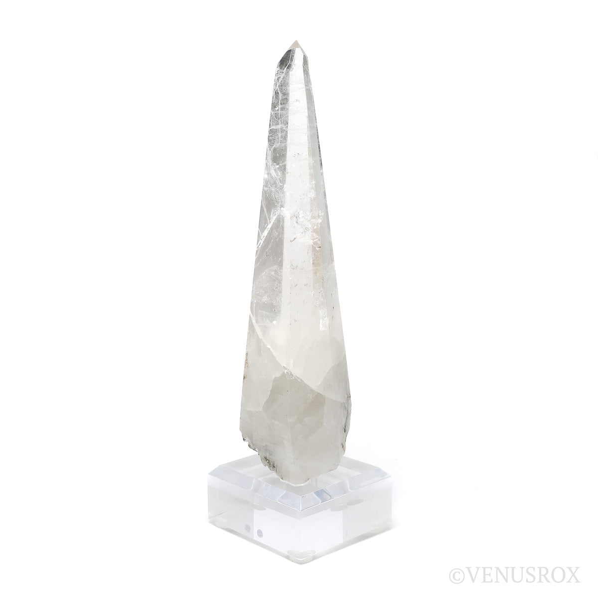 Clear Quartz with Albite & Mica Part Polished/Part Natural Point from Brazil mounted on a bespoke stand | Venusrox