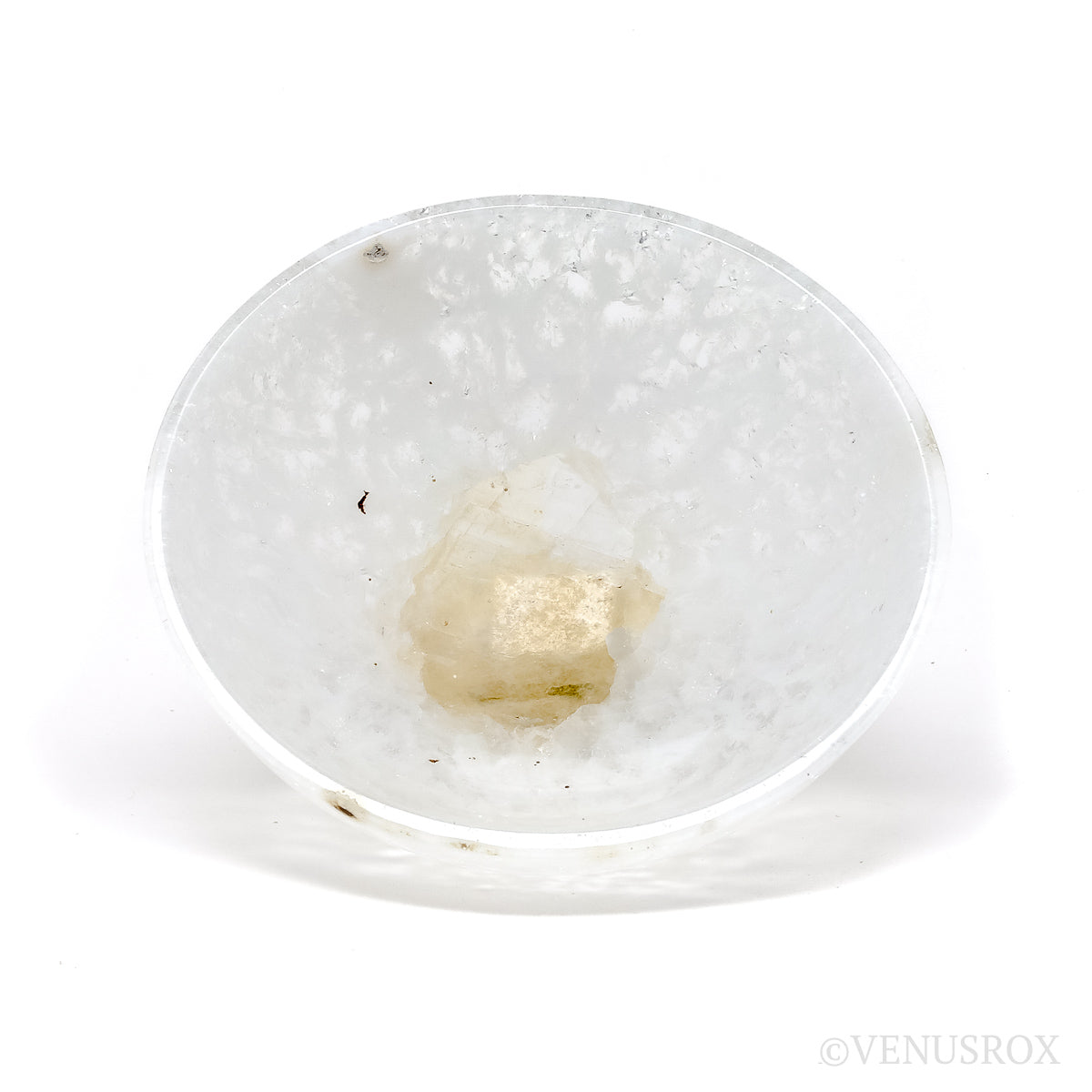 Clear Quartz with Calcite Polished Bowl from India | Venusrox