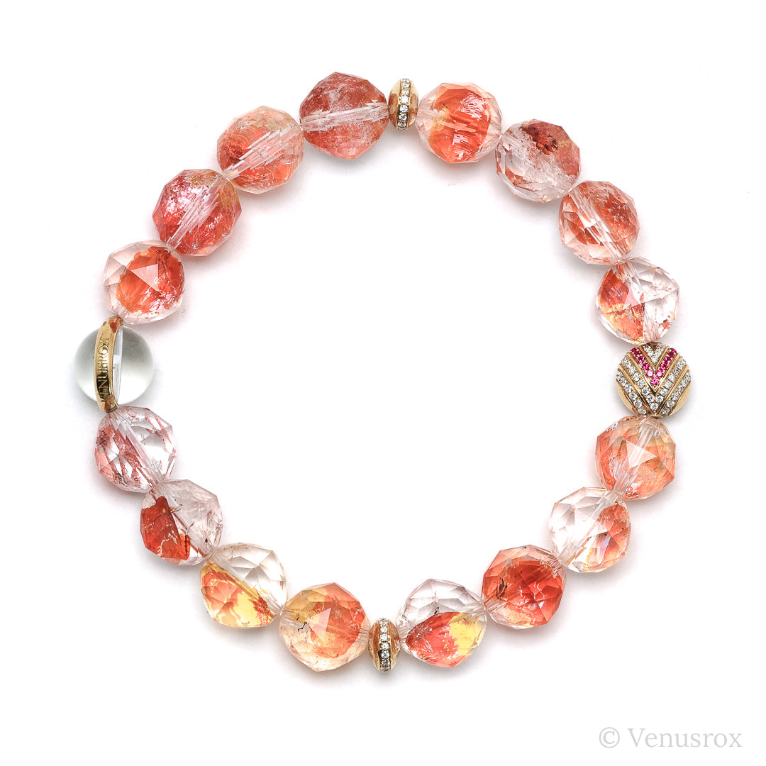 Golden Quartz alongside 18Kt Gold with Diamonds & Rubies Bracelet | Venusrox