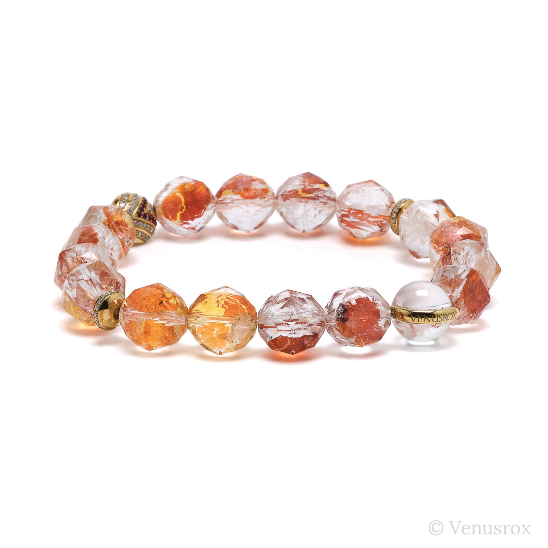 Golden Quartz alongside 18Kt Gold with Diamonds & Rubies Bracelet | Venusrox