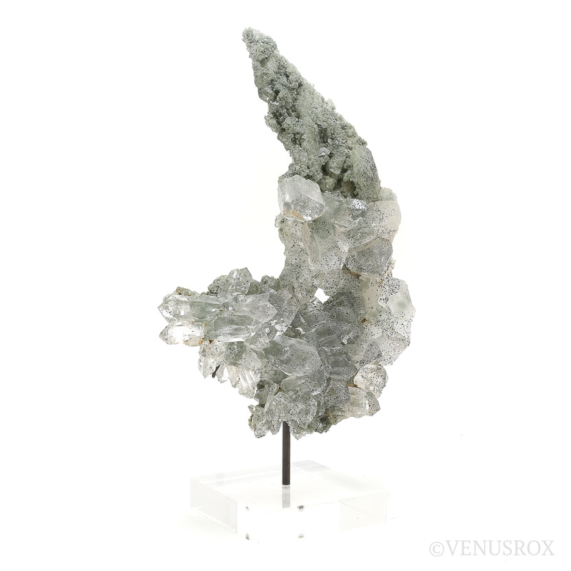 Himalayan Chlorite Quartz Natural Cluster from the Meru Peak Foot Hills, Garhwal, Uttarakhand, Indian Himalayas mounted on a bespoke stand | Venusrox