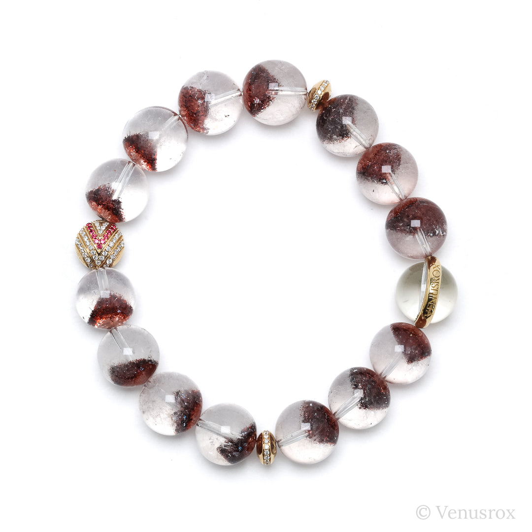 Red Phantom Quartz alongside 18Kt Gold with Diamonds & Rubies Bracelet | Venusrox