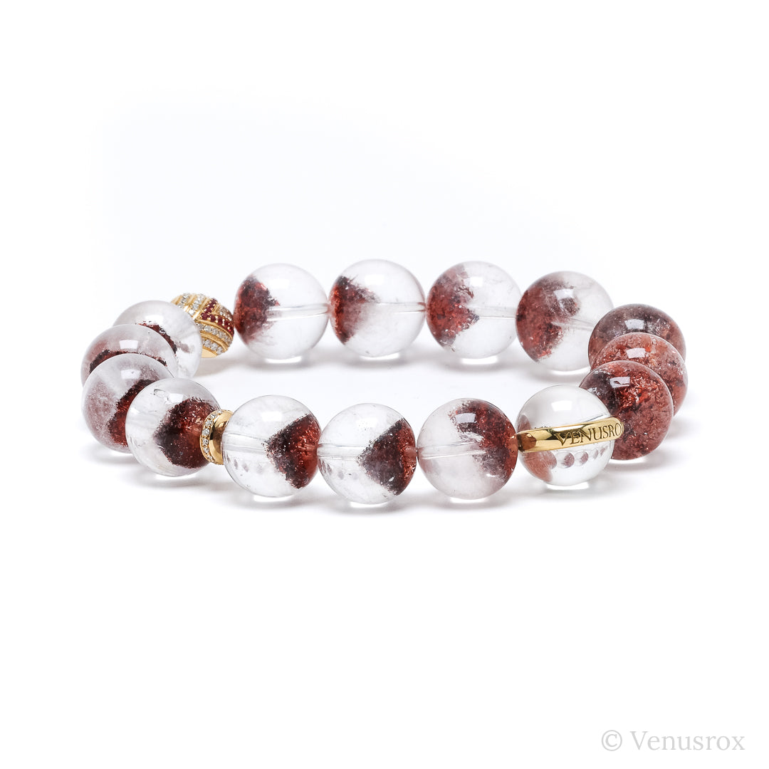 Red Phantom Quartz alongside 18Kt Gold with Diamonds & Rubies Bracelet | Venusrox
