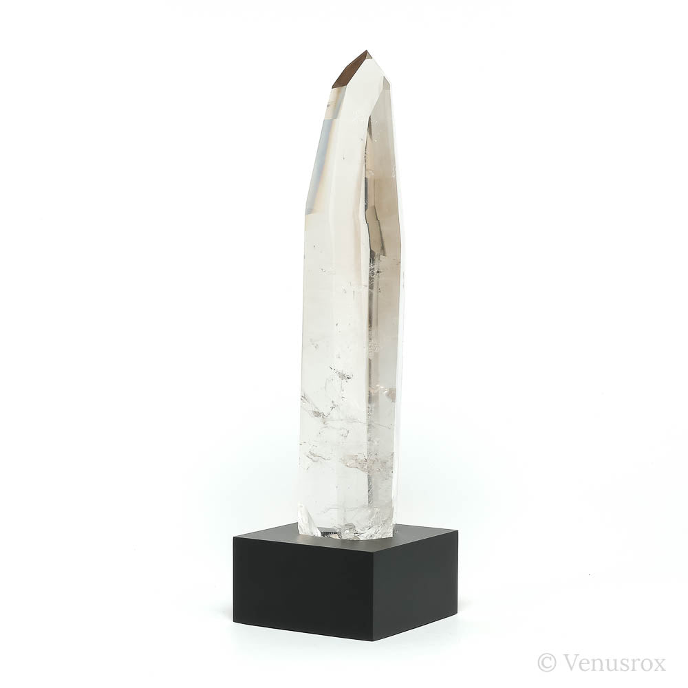 Smoky Phantom Lemurian Quartz Part Polished/Part Natural Point from Brazil mounted on a bespoke stand | Venusrox