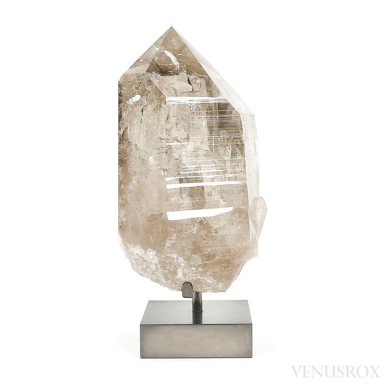 Smoky Phantom Quartz Polished/Natural Point from Brazil mounted on a bespoke stand | Venusrox