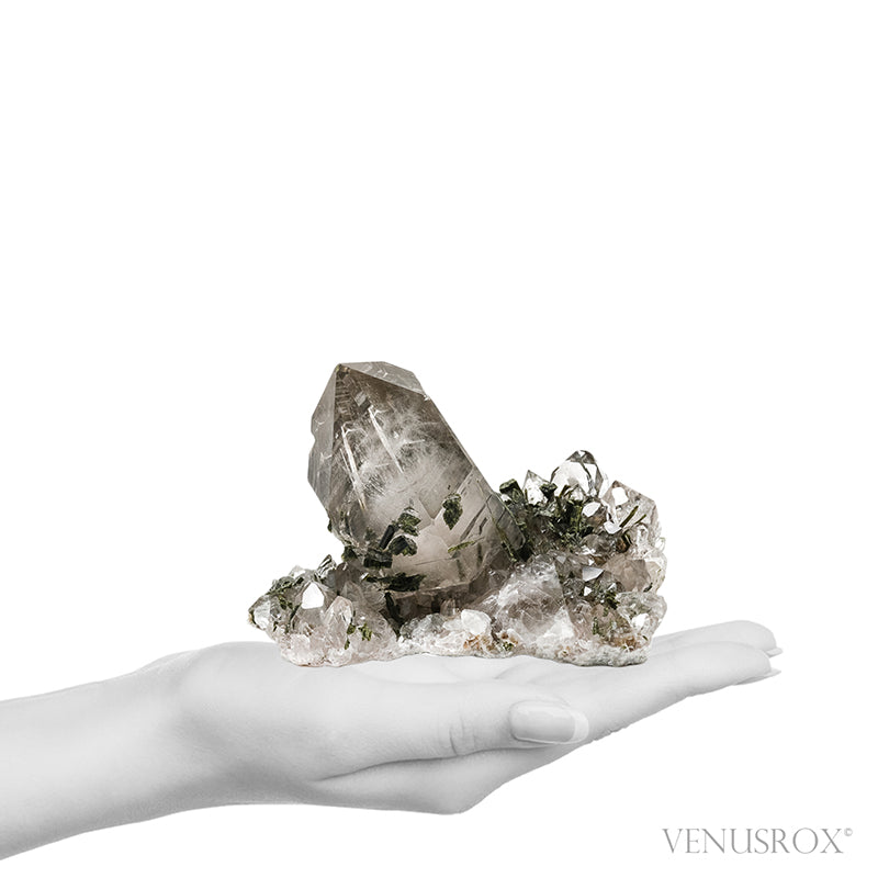 Smoky Quartz with Green Epidote Natural Point from Brazil | Venusrox