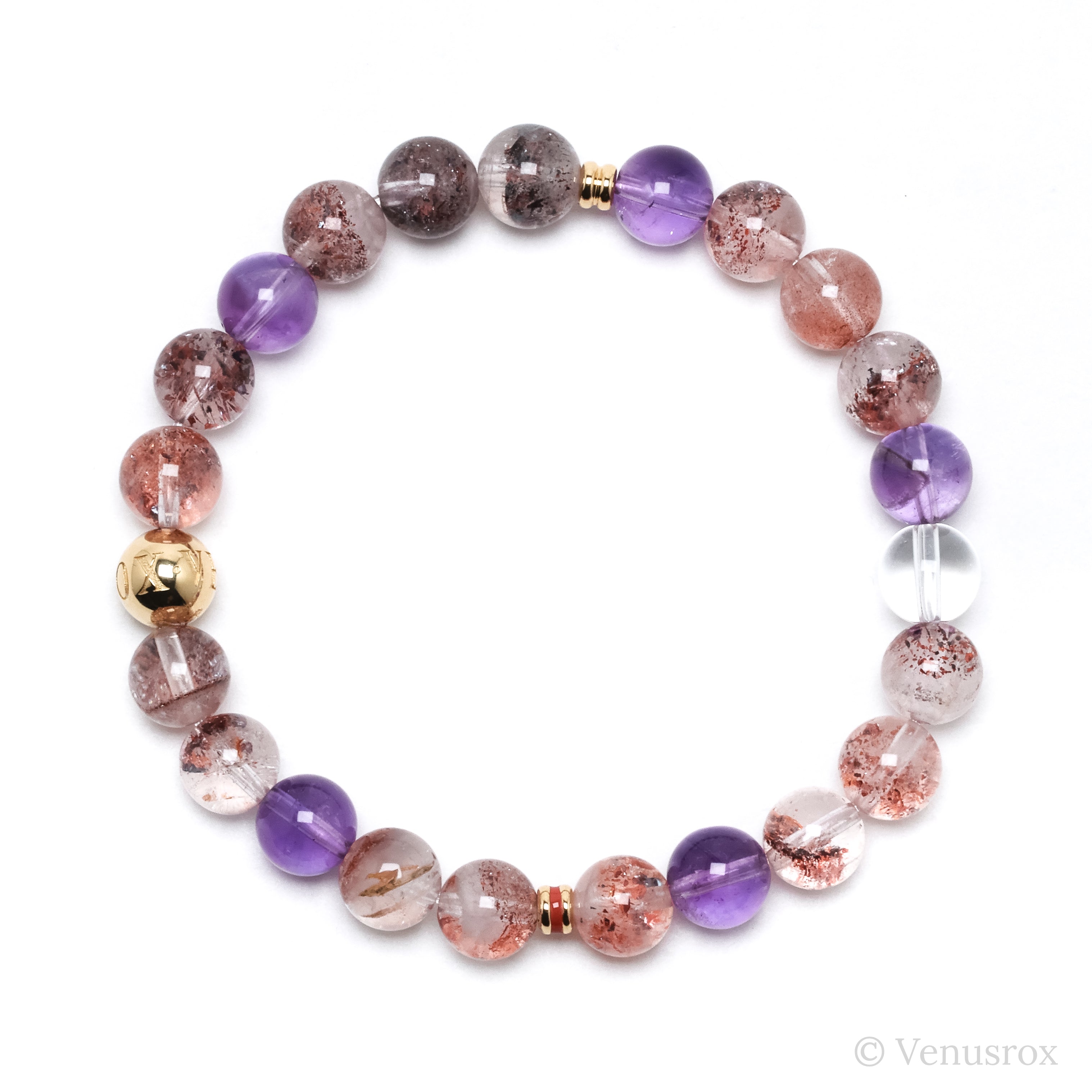 Quartz with Amethyst, Goethite & Hematite Bracelet from Brazil | Venusrox