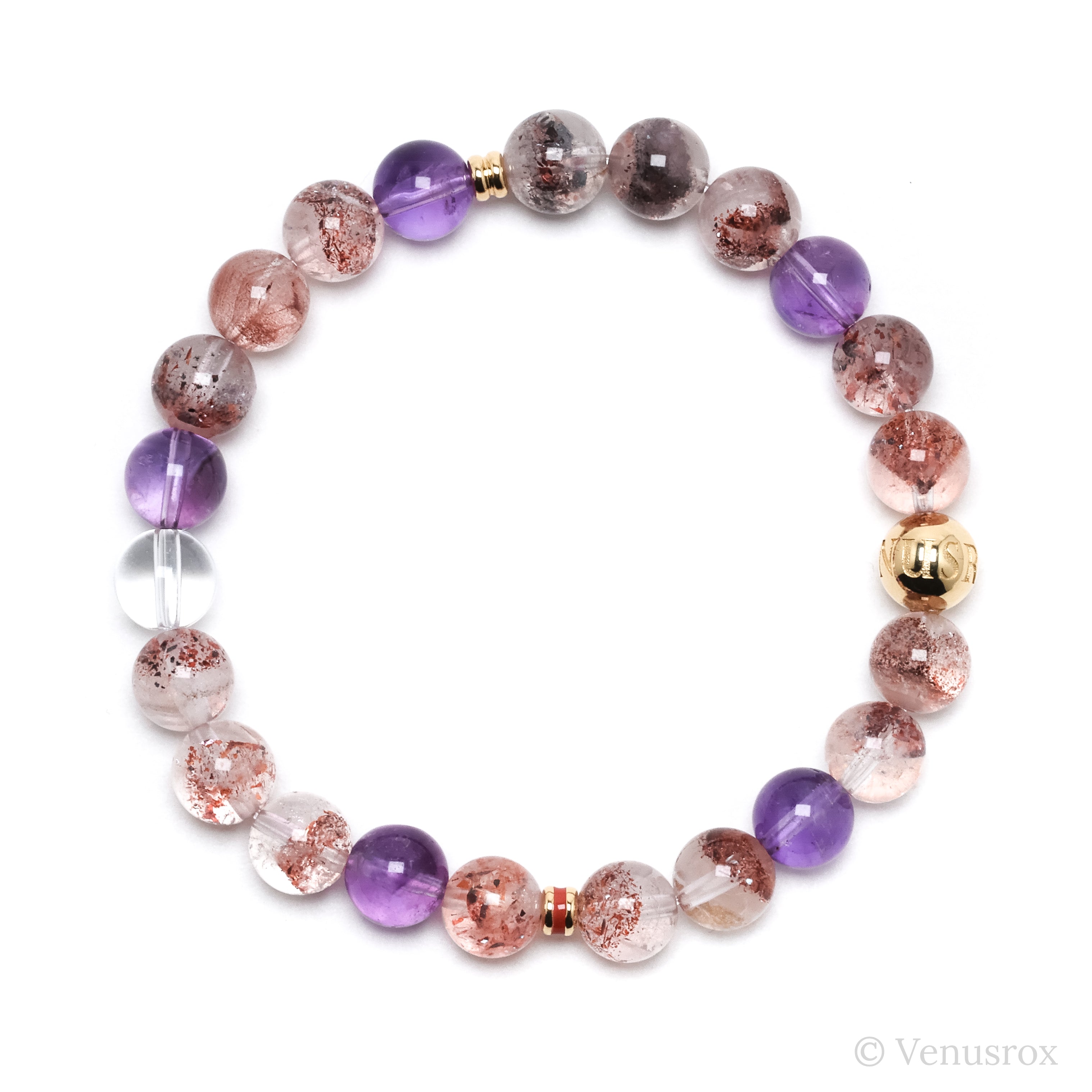Quartz with Amethyst, Goethite & Hematite Bracelet from Brazil | Venusrox