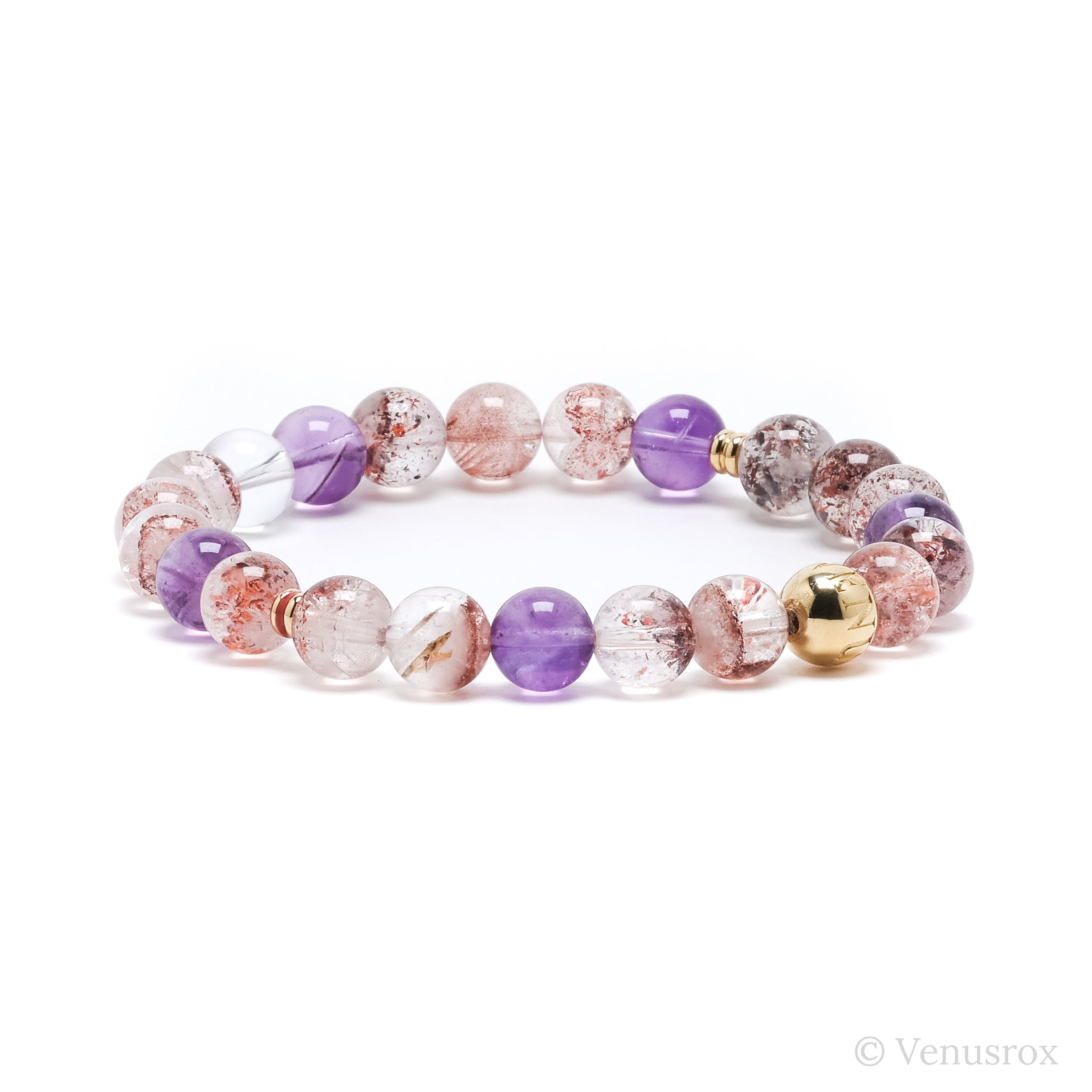 Quartz with Amethyst, Goethite & Hematite Bracelet from Brazil | Venusrox
