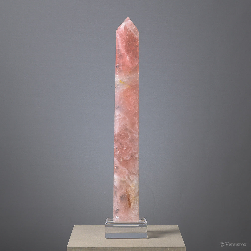 Rose Quartz Polished Point from Brazil mounted on a bespoke stand | Venusrox