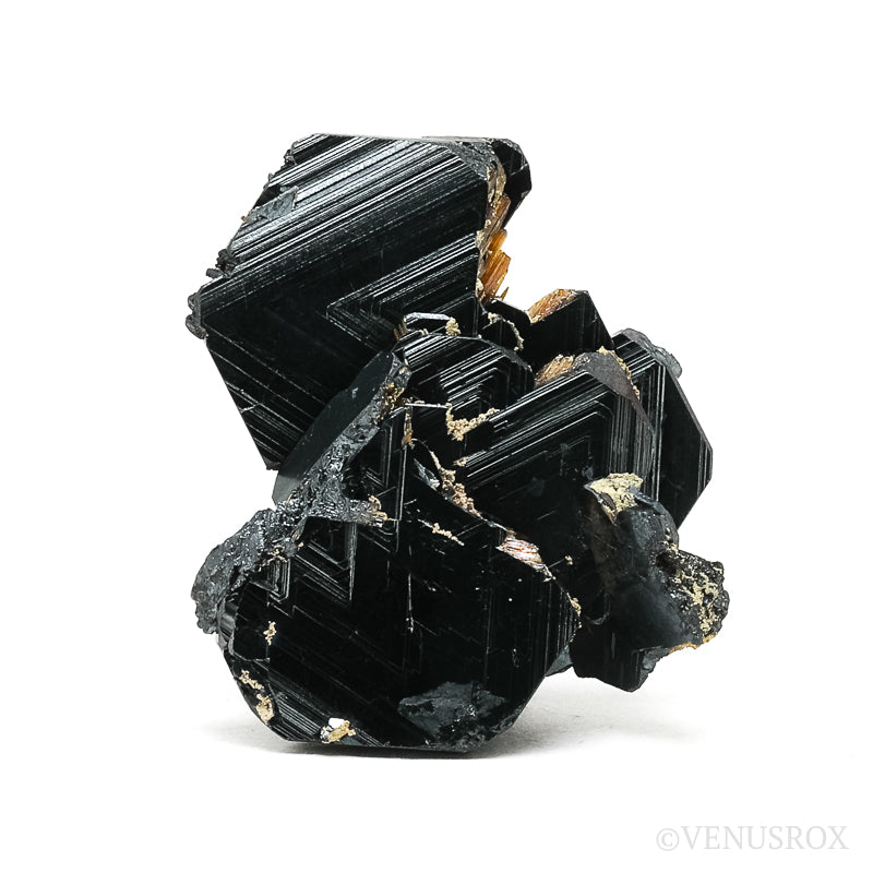 Golden Rutile on Hematite Natural Specimen from Novo Horizonte, Bahia, Brazil | Venusrox