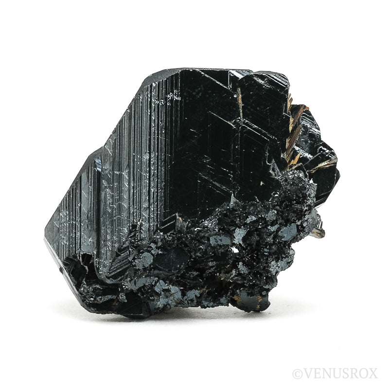 Golden Rutile on Hematite Natural Specimen from Novo Horizonte, Bahia, Brazil | Venusrox