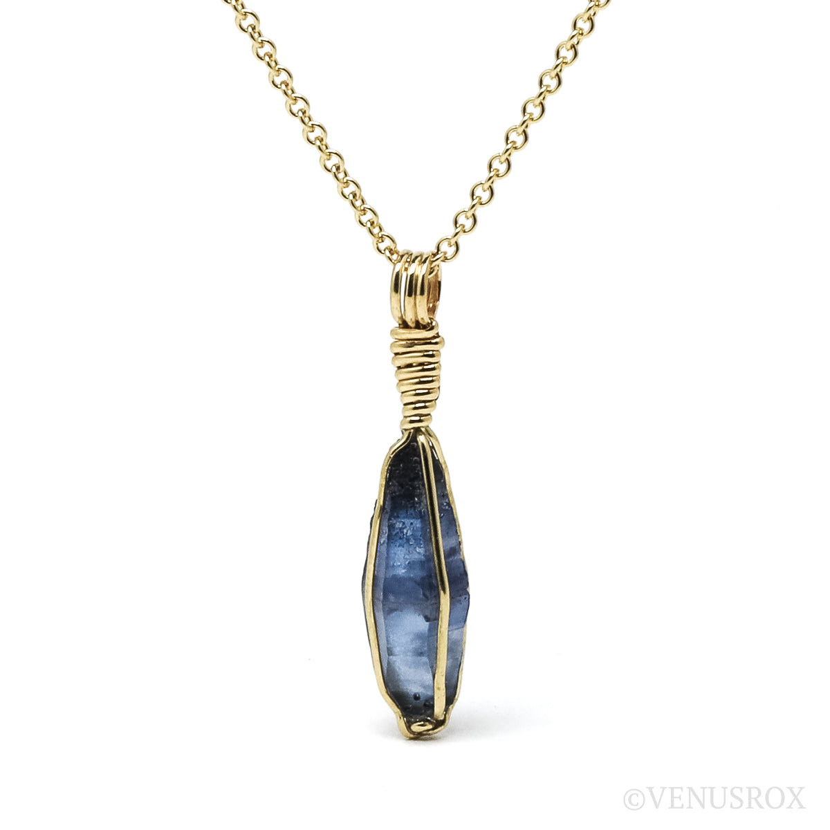 Blue Sapphire Pendant wrapped in 18Kt Gold from Sri Lanka | Venusrox