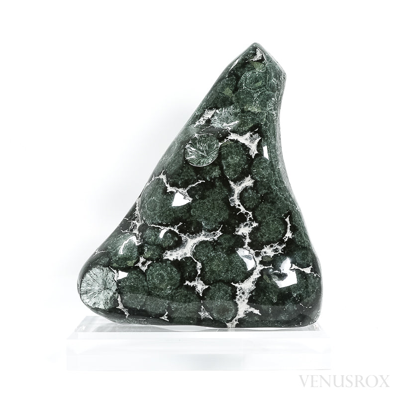 Seraphinite Polished/Natural Crystal from Korshunovskoye Iron Scary Deposit, Irkutskaya Oblast, Siberia, Russia mounted on a bespoke stand | Venusrox