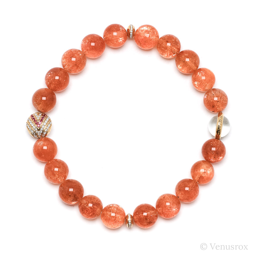 Mica Sunstone alongside 18Kt Gold with Diamonds & Rubies Bracelet | Venusrox