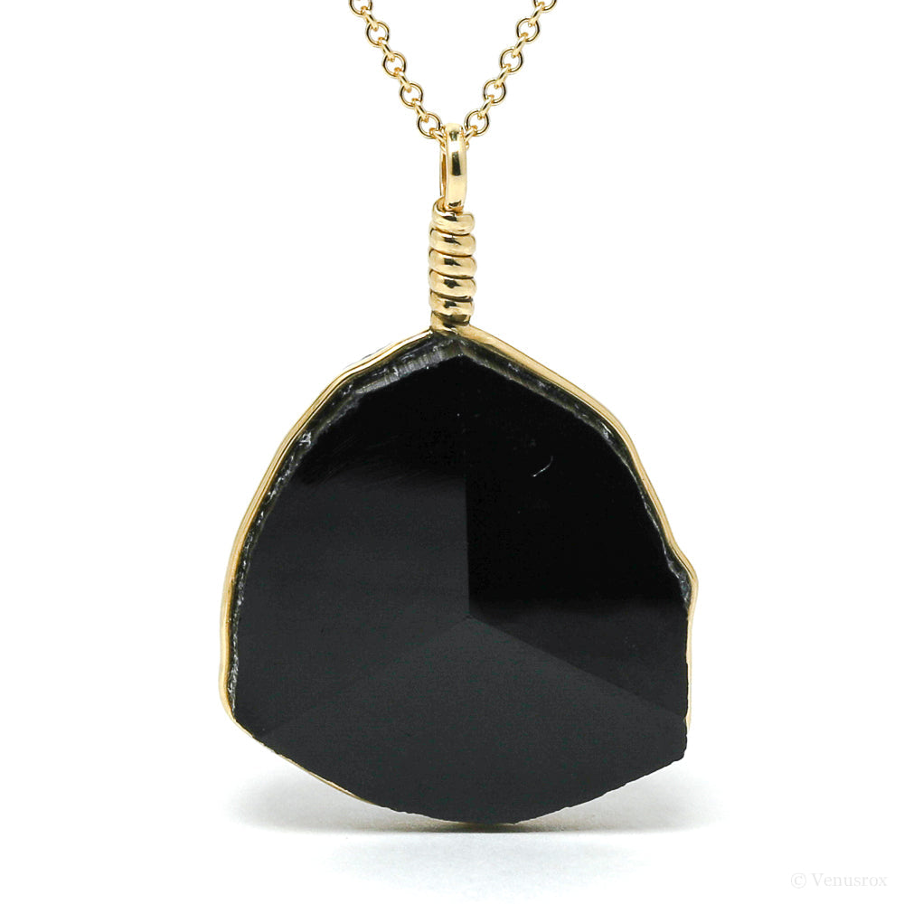 Black Tourmaline Pendant wrapped in 18Kt Gold from the Erongo Mountains, Namibia | Venusrox
