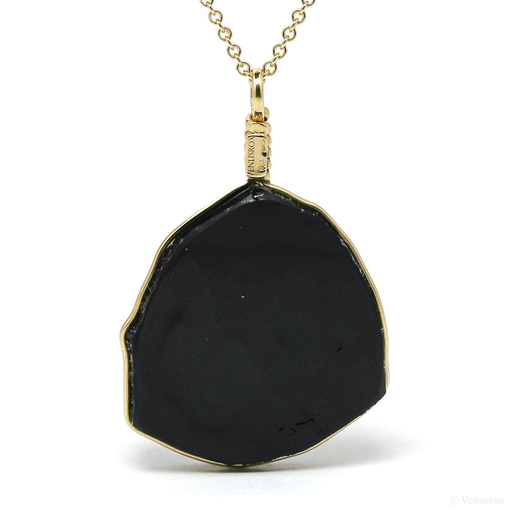 Black Tourmaline Pendant wrapped in 18Kt Gold from the Erongo Mountains, Namibia | Venusrox