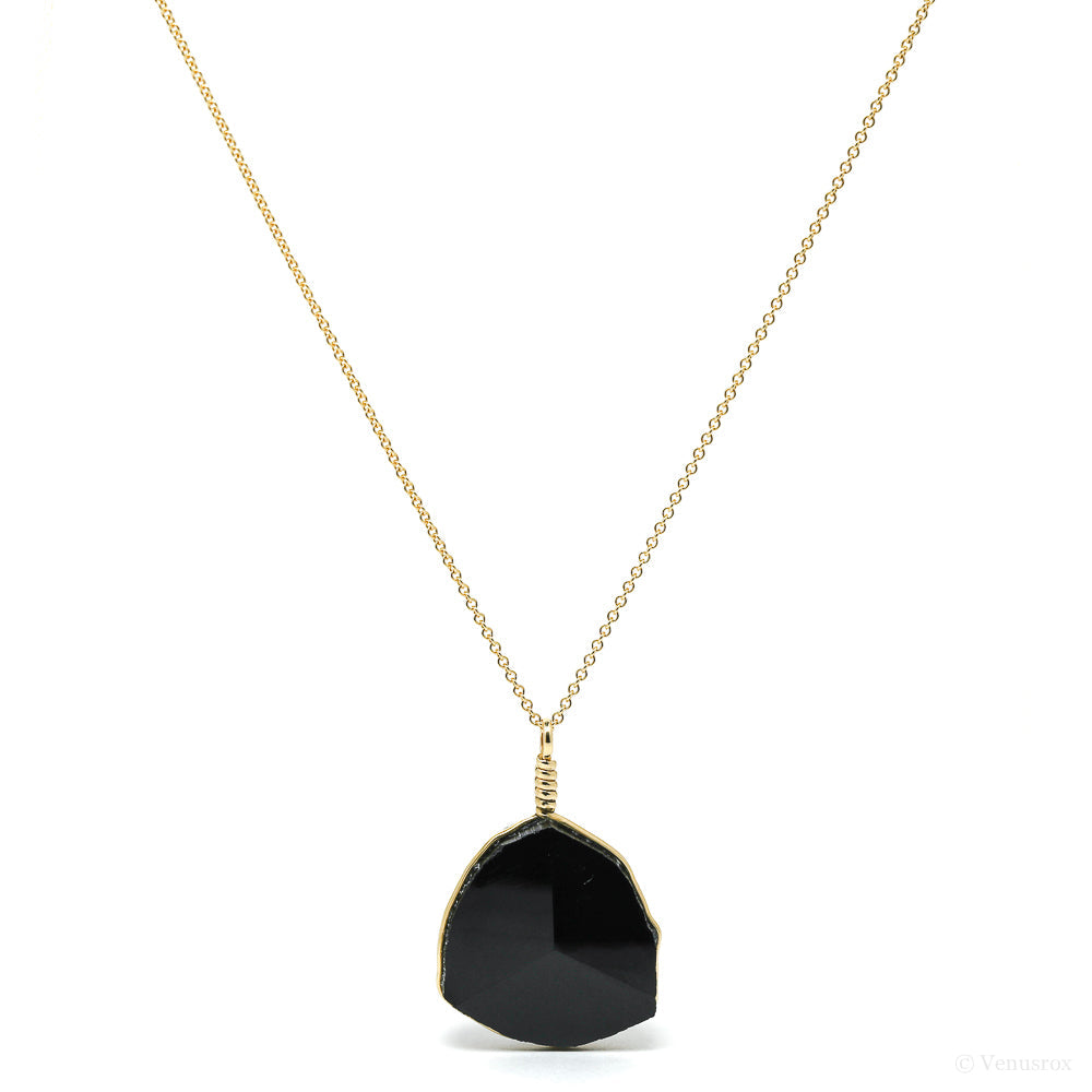 Black Tourmaline Pendant wrapped in 18Kt Gold from the Erongo Mountains, Namibia | Venusrox
