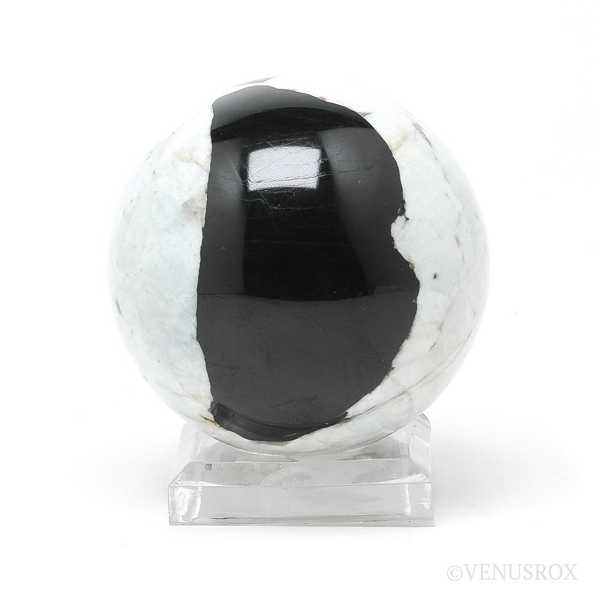 Black/Pink Tourmaline & Feldspar in Albite Sphere from Siberia, Russia | Venusrox