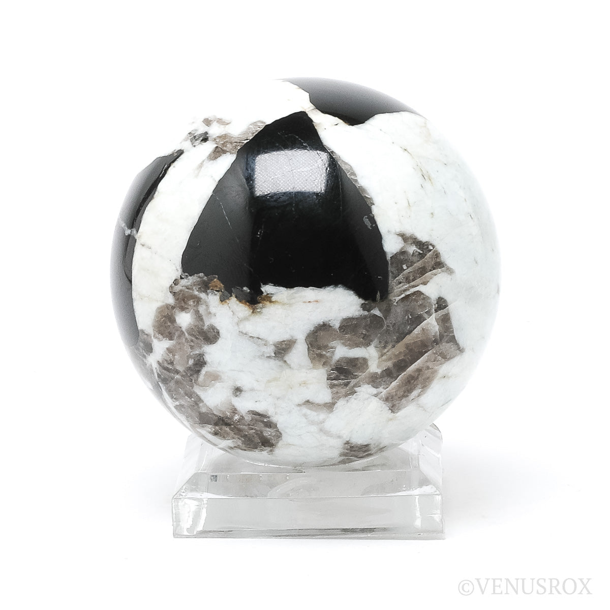 Black/Pink Tourmaline & Feldspar in Albite Sphere from Siberia, Russia | Venusrox