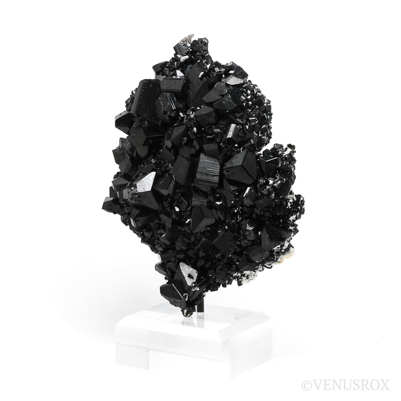 Black Tourmaline with Smoky Quartz & Hyalite Opal Natural Cluster from the Erongo Mountains, Namibia mounted on a bespoke stand | Venusrox