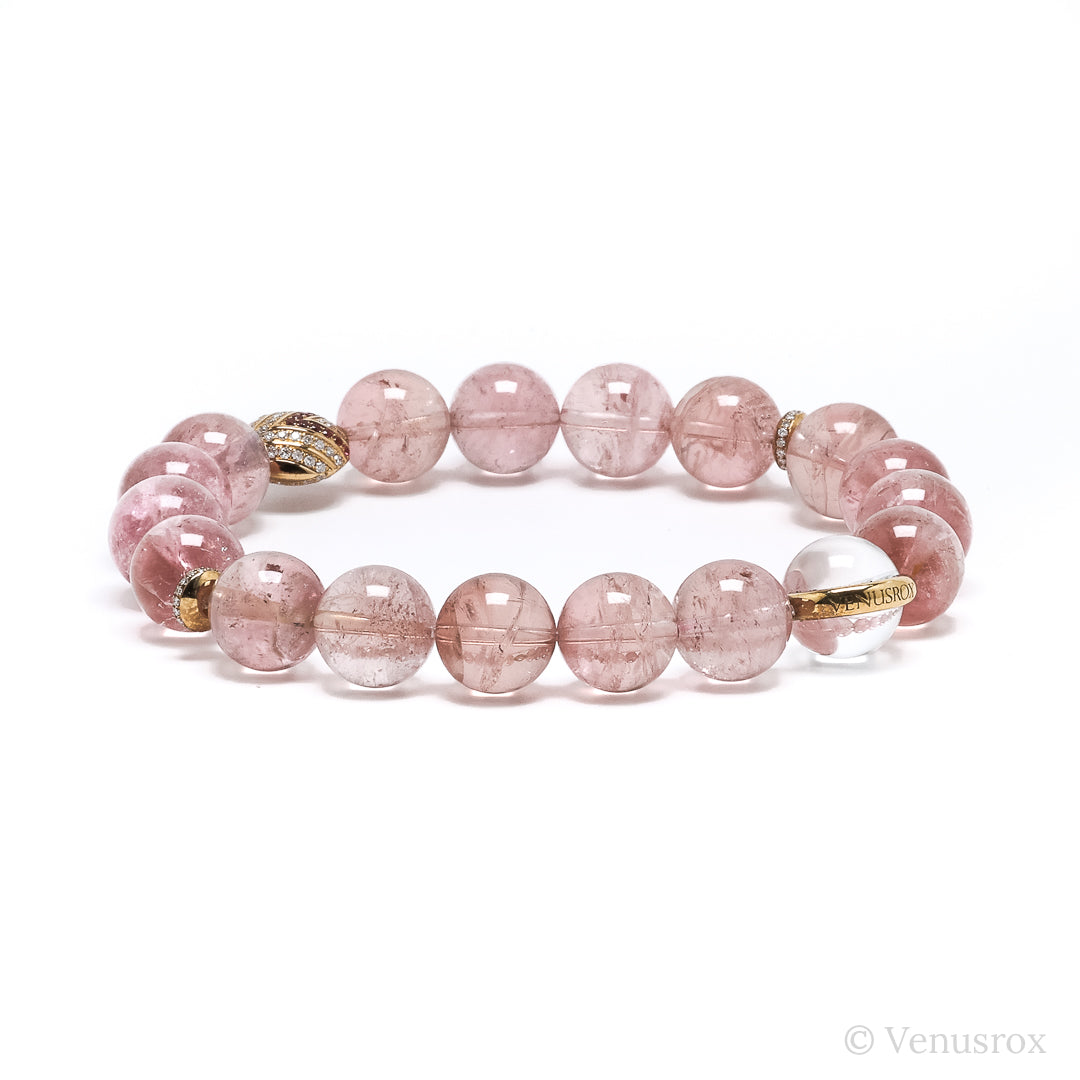 Pink Tourmaline alongside 18Kt Gold with Diamonds & Rubies Bracelet | Venusrox