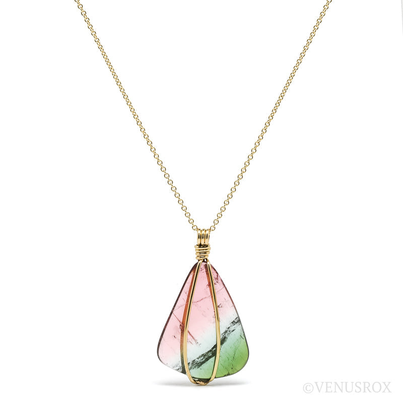 Pink/Green Tourmaline Polished Crystal Pendant from Brazil | Venusrox