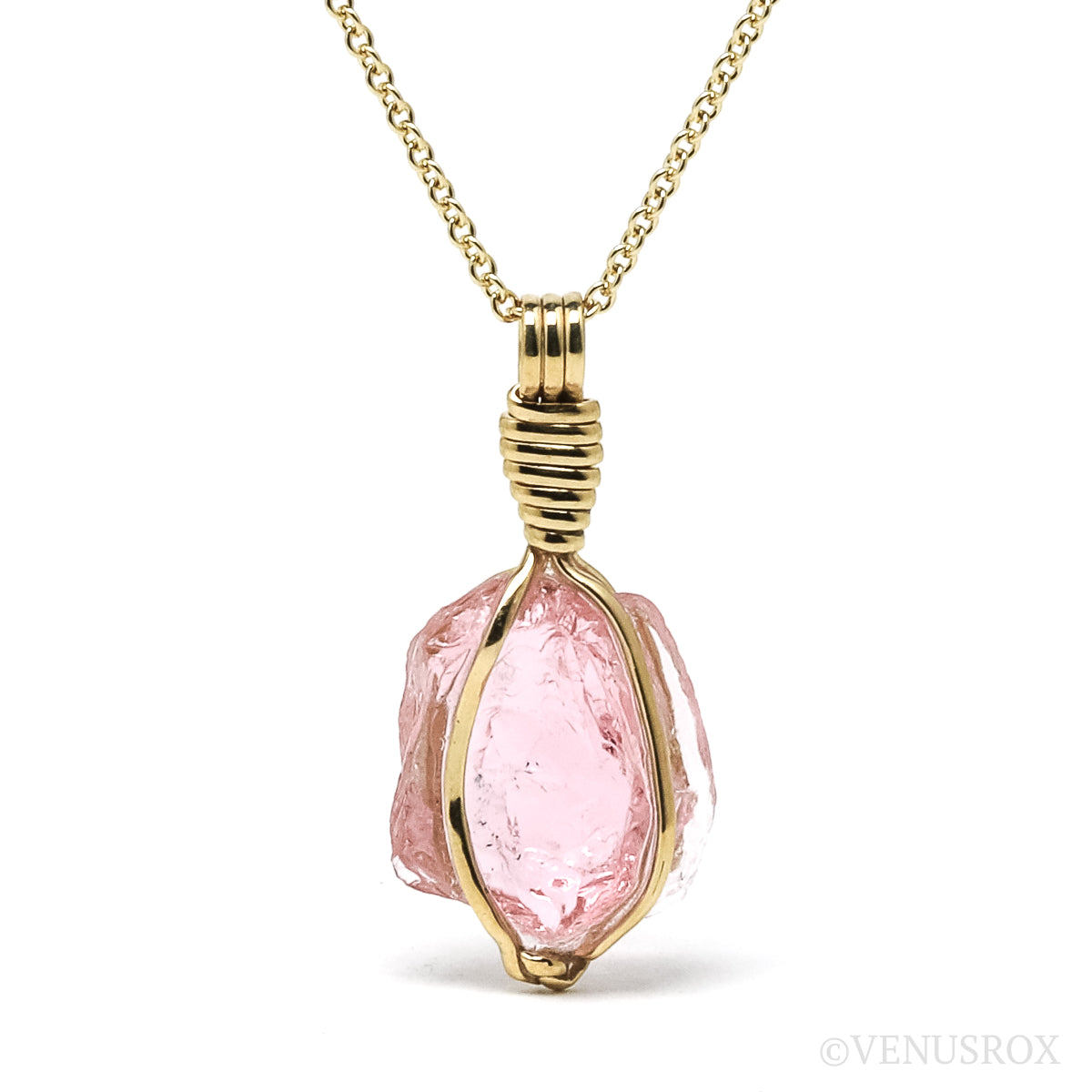 Pink Tourmaline Pendant wrapped in 18Kt Gold from Brazil | Venusrox