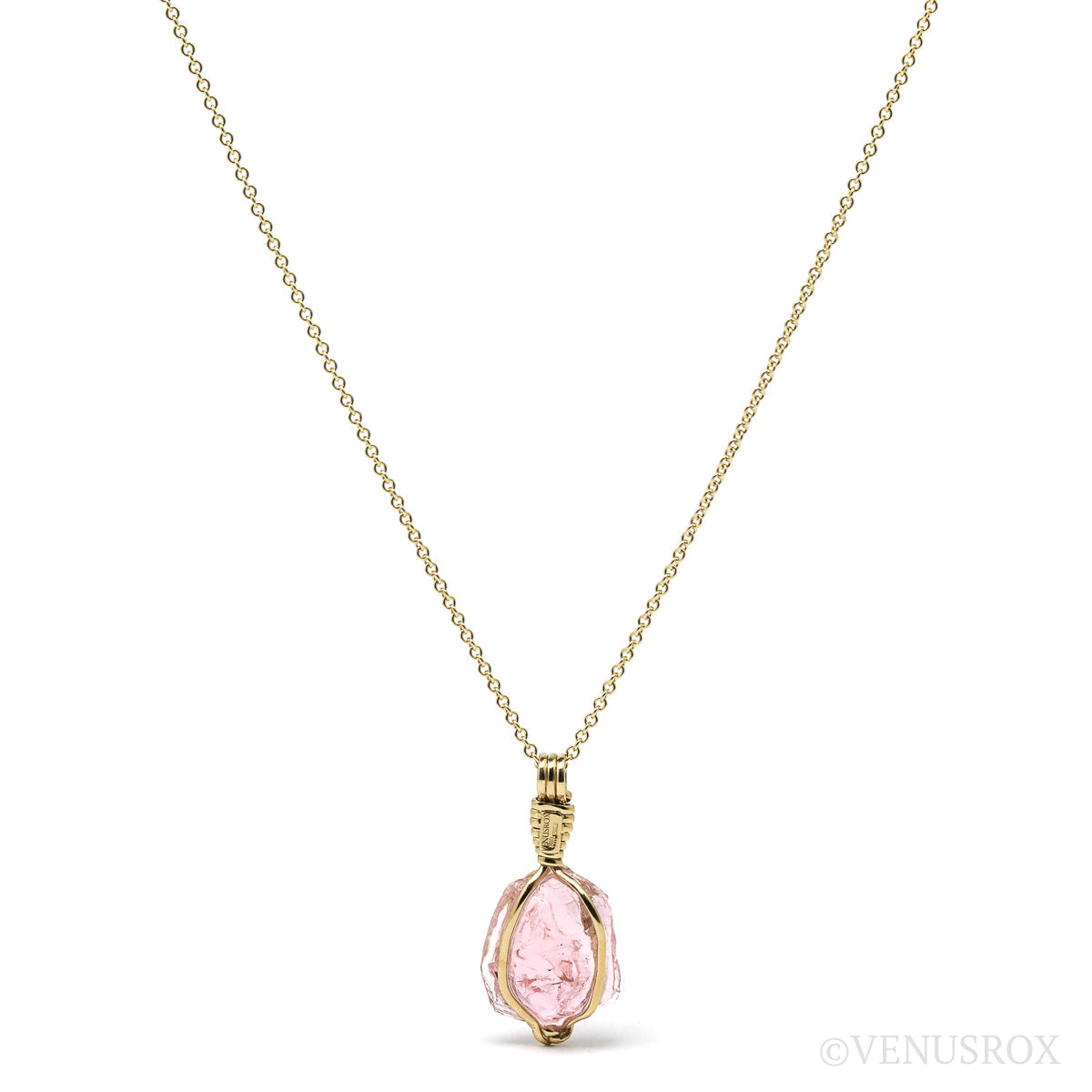 Pink Tourmaline Pendant wrapped in 18Kt Gold from Brazil | Venusrox