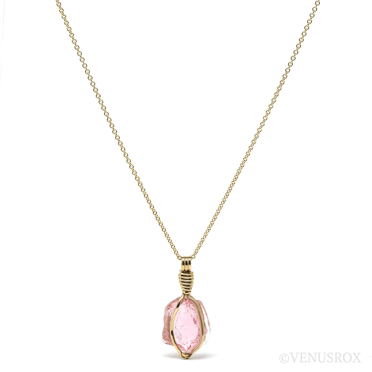 Pink Tourmaline Pendant wrapped in 18Kt Gold from Brazil | Venusrox
